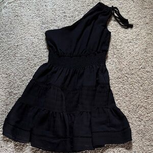 Taylor Black One-Shoulder Dress